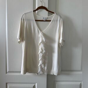 Coldwater Creek silk blend neutral cream blouse top 2X or 20-22